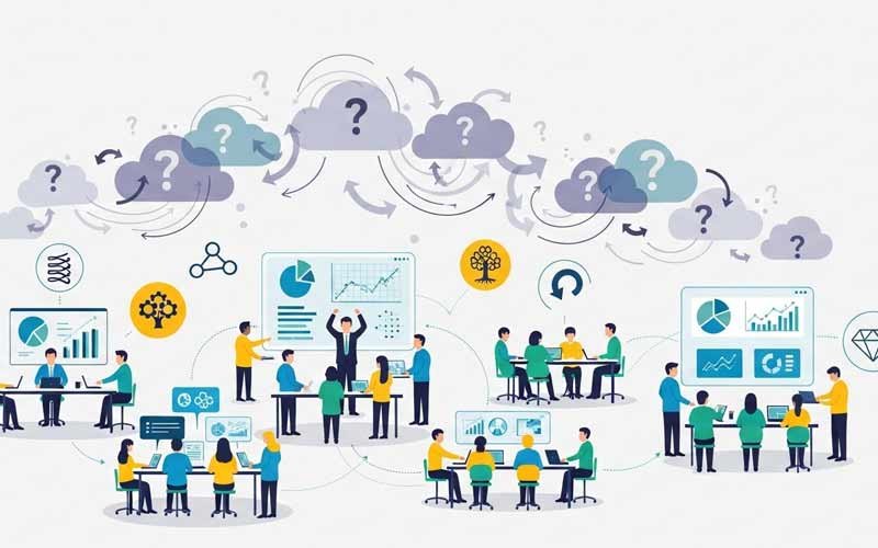 Teams collaborating in a modern organization designed to handle uncertainty and change