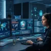 Cyber Security Analyst monitoring digital security threats and network activity