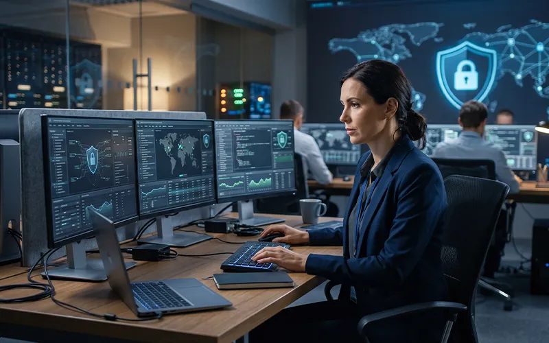 Information Security Analyst working in a cybersecurity environment