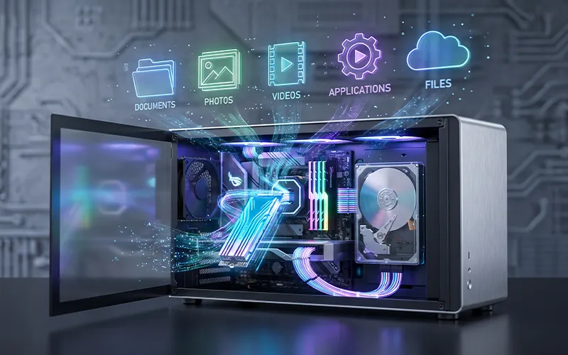 Computer storage devices including SSD, HDD, and digital data storage