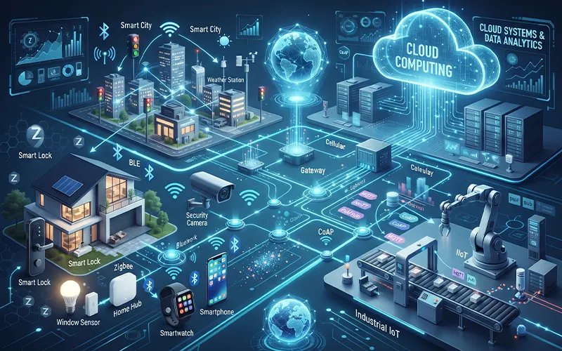 Internet of Things protocols connecting smart devices and sensors