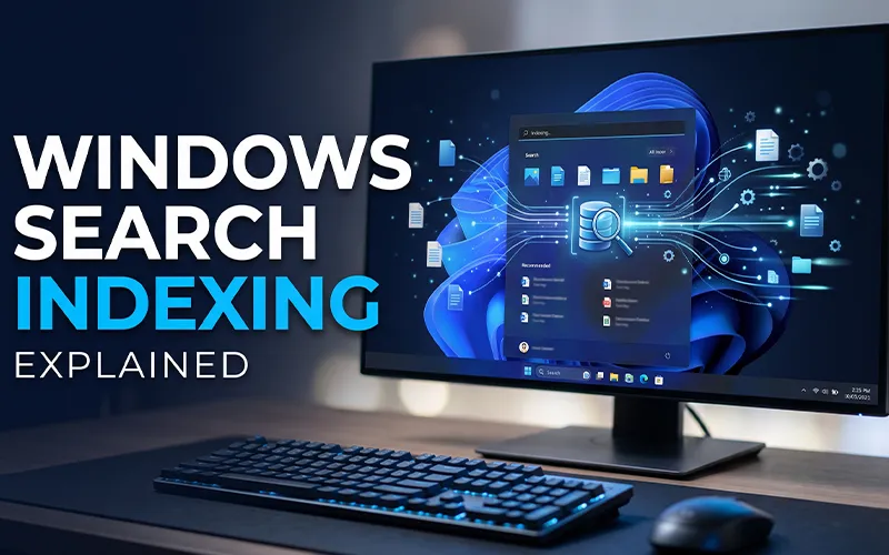 Windows Search indexing settings on a Windows 11 computer for faster file searches